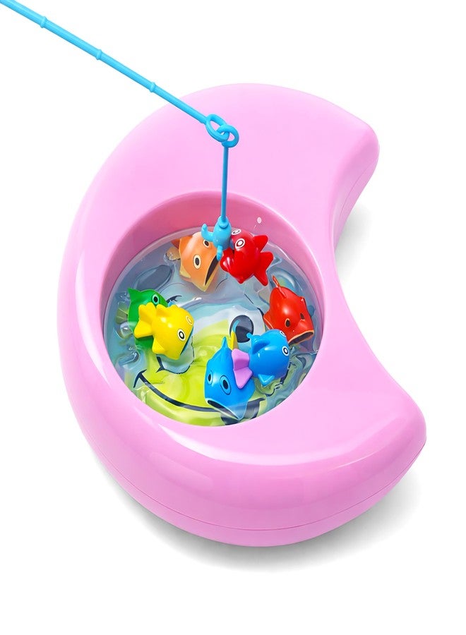 في جراسب لعبة صيد الأسماك المغناطيسية على شكل هلال من VGRASSP للأطفال، مع صنارة صيد و4 أسماك ملونة - هدية تعليمية داخلية وخارجية للأطفال الصغار مع أضواء وموسيقى - اللون حسب المتوفر - Image 1